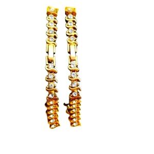 Gold Rhinestone Bracelet Set Tennis Style Elegant Jewelry Gift